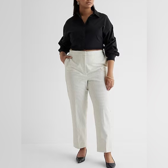 Express white stripe boot cut  pants size medium - Picture 2 of 12